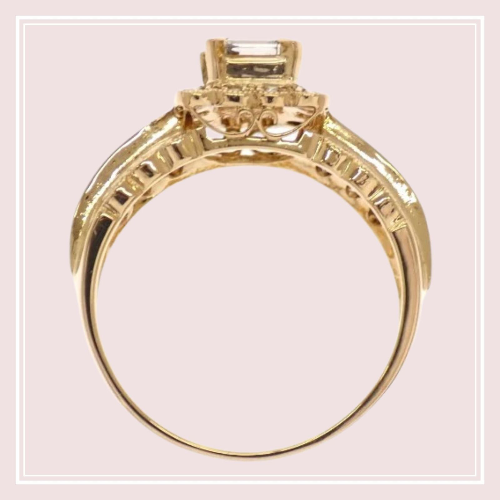 【no brand】ノーブランド no brand デザインジュエリー バケットダイヤ リング 11号 18金 K18 イエローゴールド ダイヤモンド 0.34ct / 0.41ct 付属品 鑑別書 サービス箱 レディース