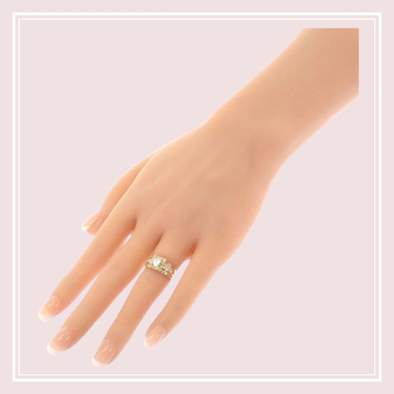 【no brand】ノーブランド no brand デザインジュエリー バケットダイヤ リング 11号 18金 K18 イエローゴールド ダイヤモンド 0.34ct / 0.41ct 付属品 鑑別書 サービス箱 レディース
