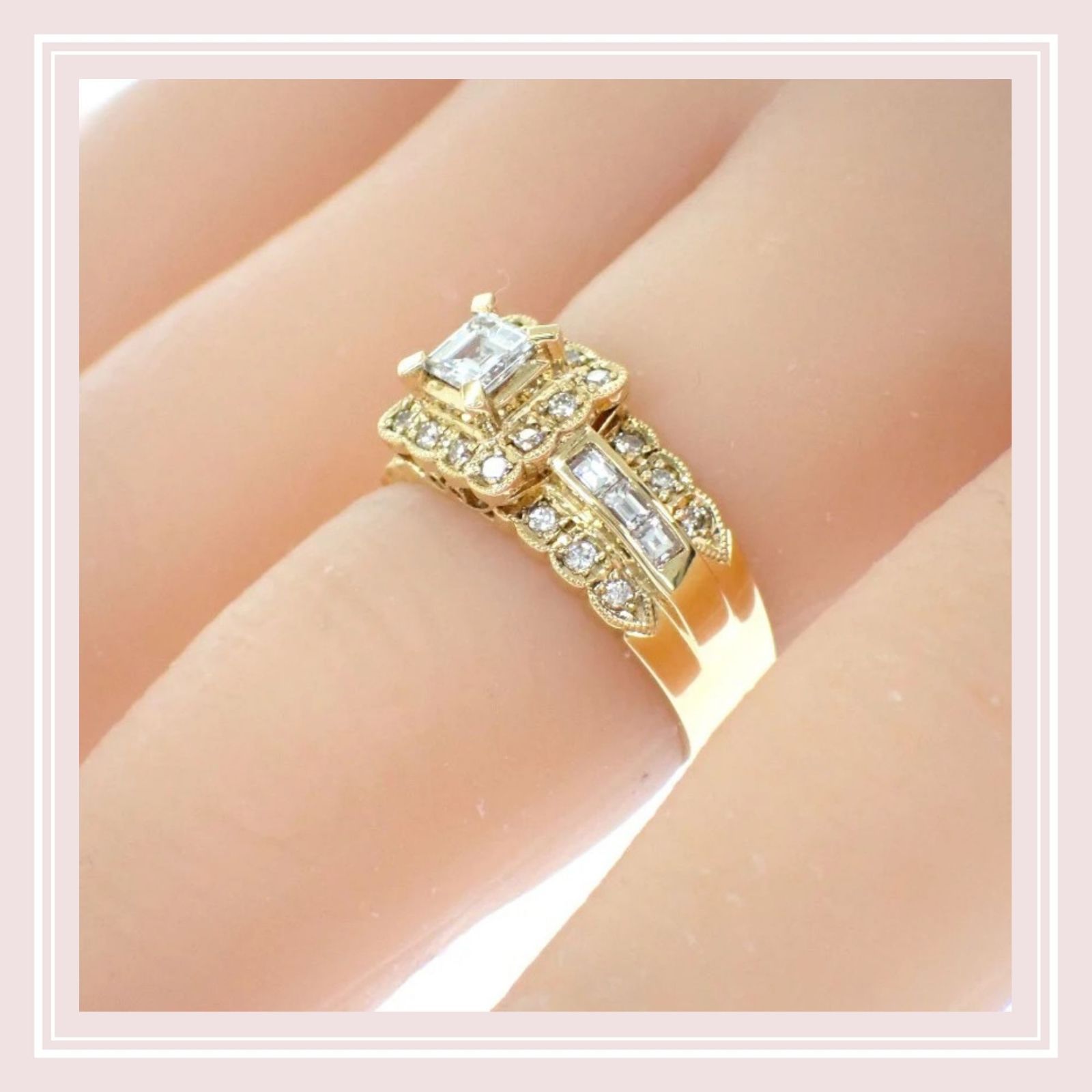 【no brand】ノーブランド no brand デザインジュエリー バケットダイヤ リング 11号 18金 K18 イエローゴールド ダイヤモンド 0.34ct / 0.41ct 付属品 鑑別書 サービス箱 レディース