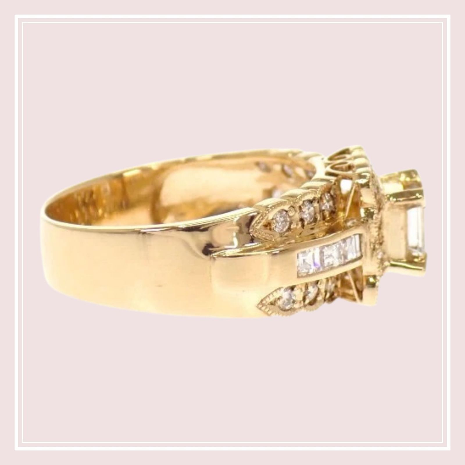 【no brand】ノーブランド no brand デザインジュエリー バケットダイヤ リング 11号 18金 K18 イエローゴールド ダイヤモンド 0.34ct / 0.41ct 付属品 鑑別書 サービス箱 レディース
