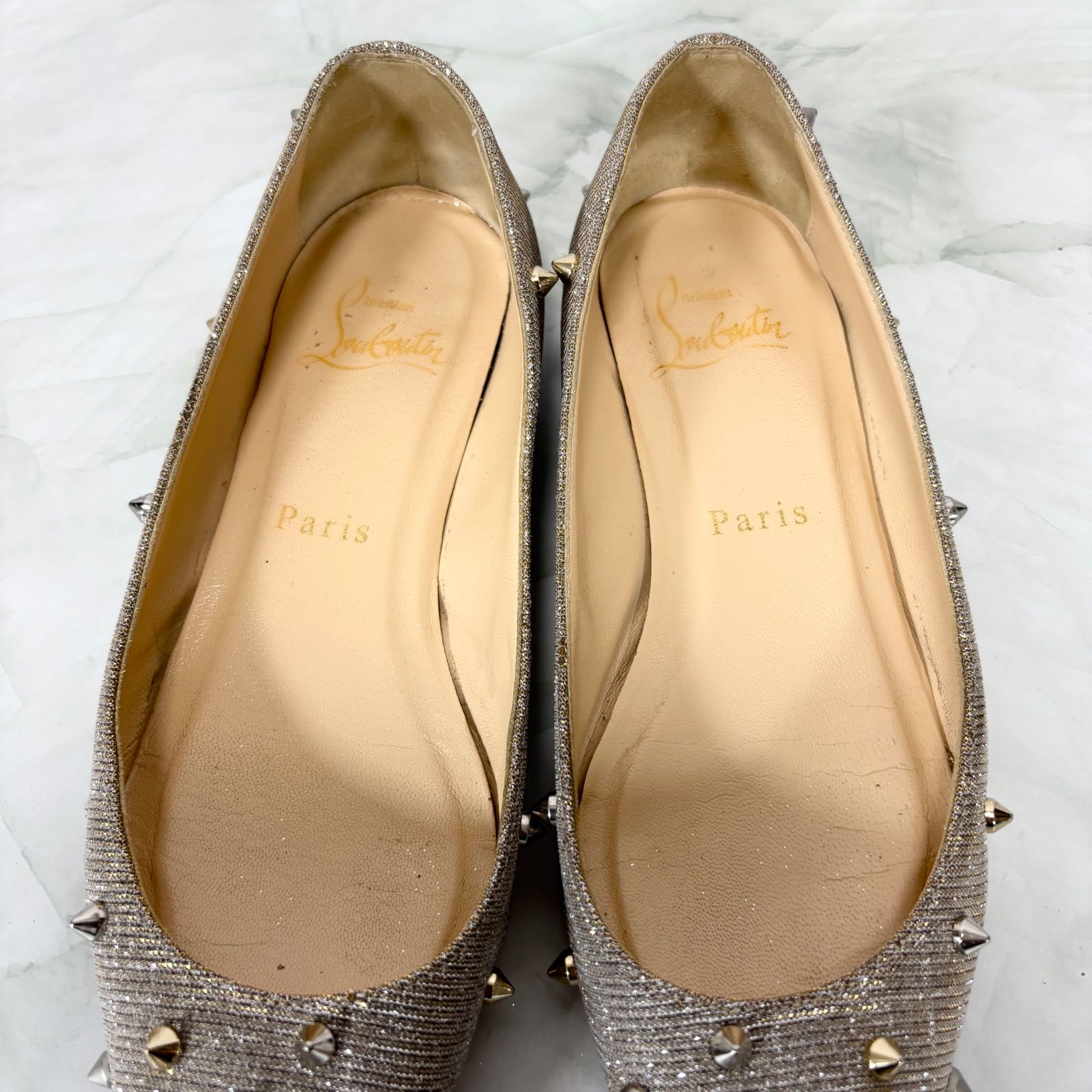クリスチャンルブタン Christian Louboutin フラットパンプス スタッズ 