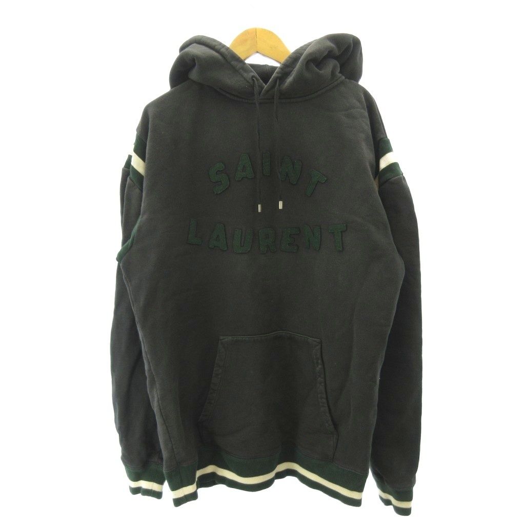 サンローラン パリ SAINT LAURENT PARIS 22AW ロゴ パーカー スウェット 裏起毛 紺 ネイビー XS 689395