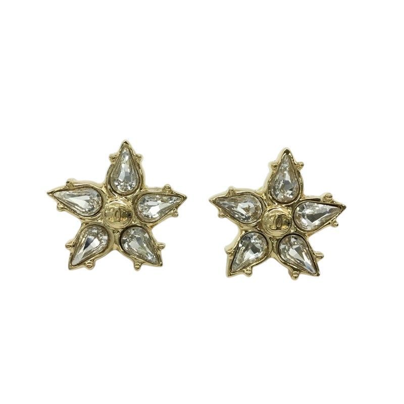 CHANEL【シャネル】クリスタル付　スタッドピアス　アクセサリー　ゴールドカラー【中古品/USED-AB】質屋　かんてい局那覇店　ｎ3103569927300037