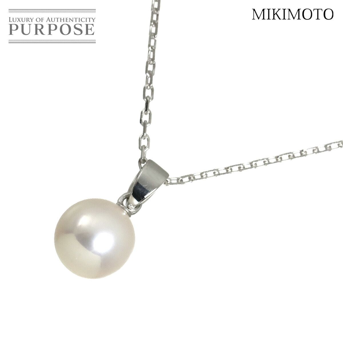 ミキモト MIKIMOTO アコヤ真珠 7.8mm ネックレス 40cm K18 WG ホワイトゴールド 750 パール Akoya Pearl Necklace 90314617 48,600円
