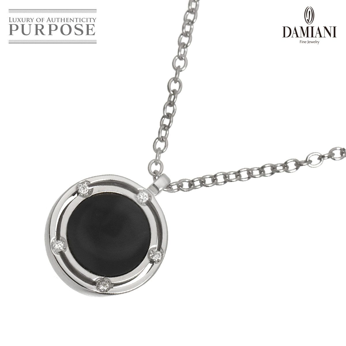 ダミアーニ DAMIANI ディサイド オニキス ダイヤ ネックレス 53cm K18 WG ホワイトゴールド 750 D-SIDE Diamond Necklace 90319885