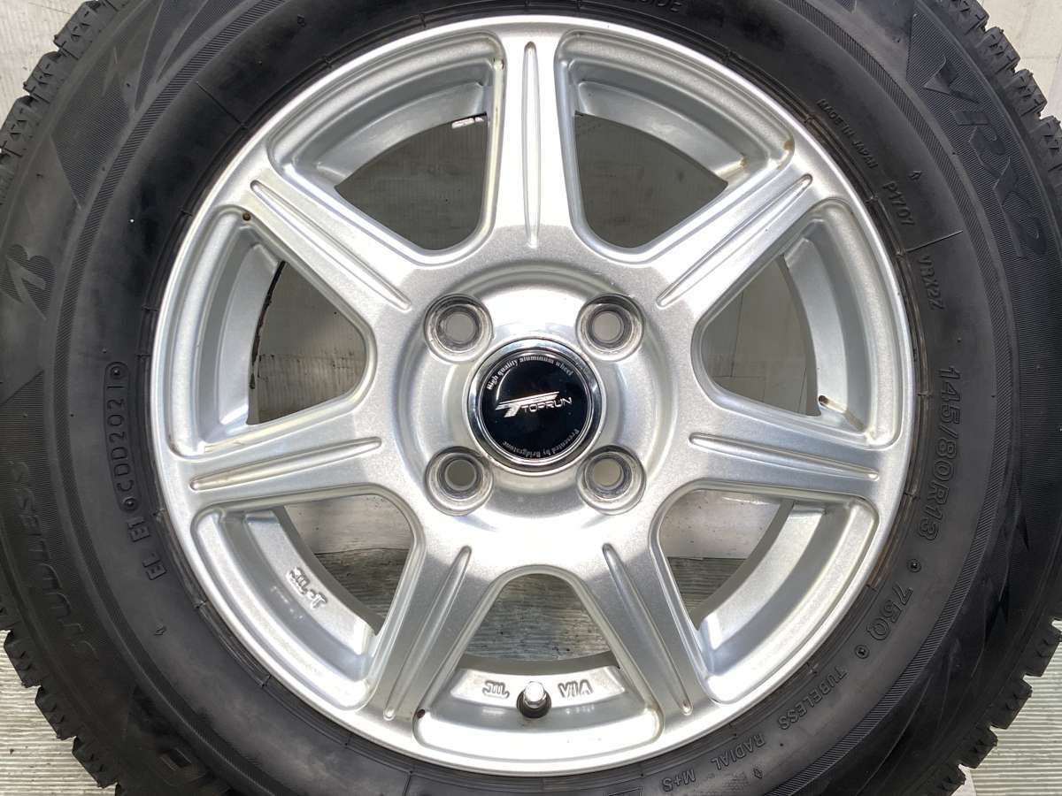 「2」145/80R13 中古タイヤと中古ホイールの2本 145/80R13 ブリヂストン ブリザック VRX2 TOPRUN 13x4.0 45 100-4穴