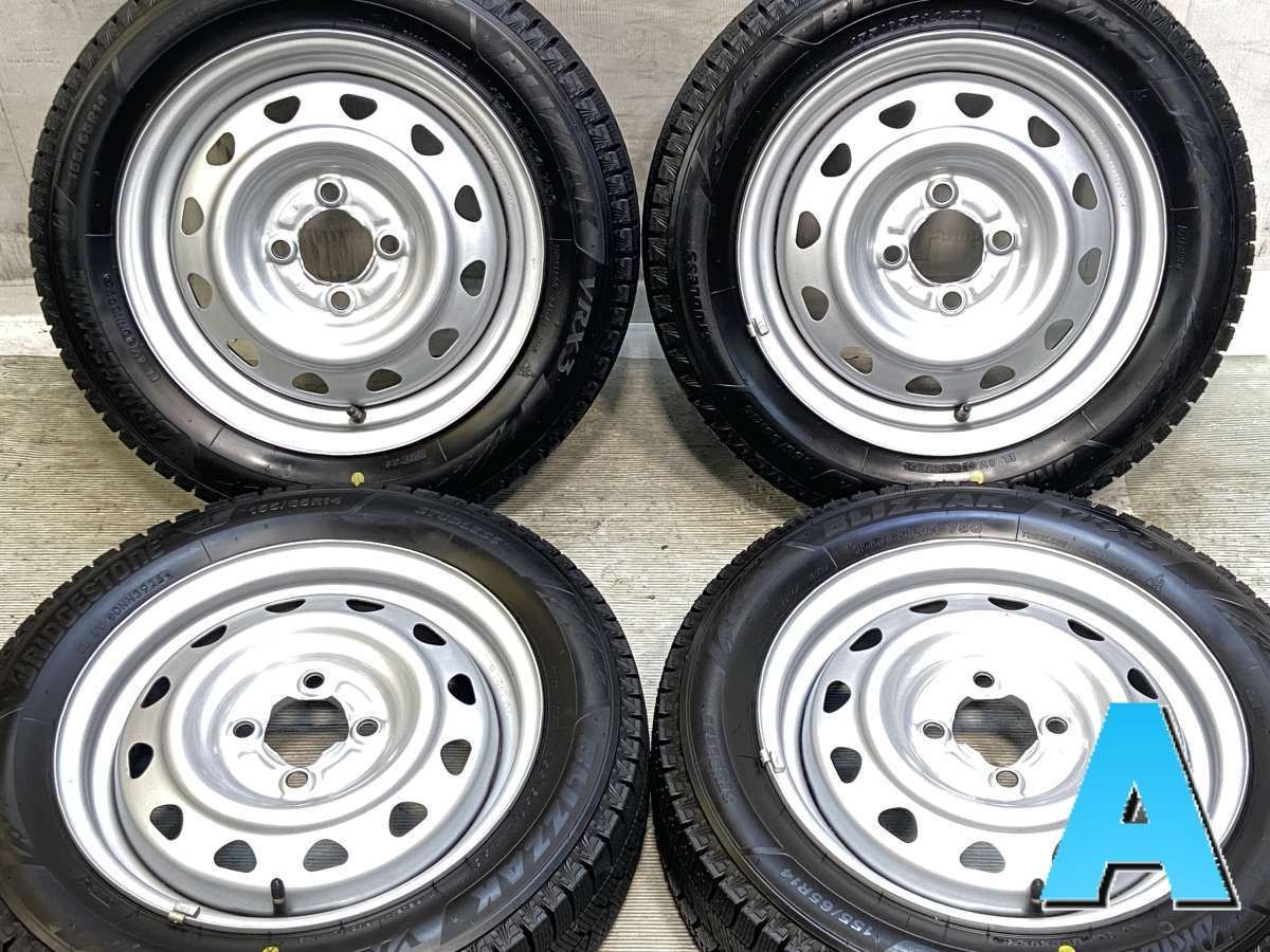 155/65R14 ブリヂストン ブリザック VRX3 　 14x4.5 100-4穴 中古タイヤ スタッドレスタイヤ ホイールセット 4本セット w14260422034