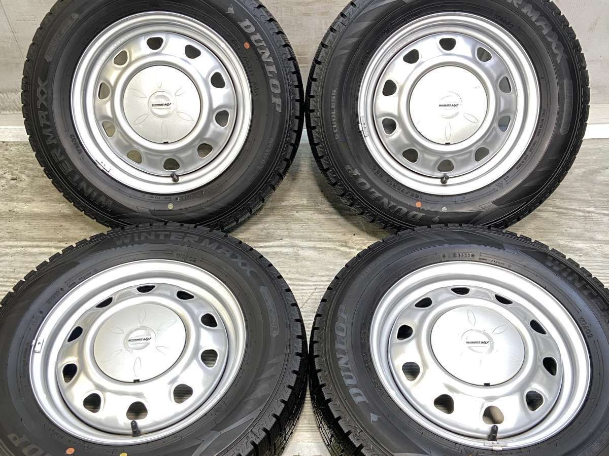 185/70R14 ダンロップ ウィンターマックス WM02 　 SCHWARZ MV 14x5.0 100/114.3-4穴 中古タイヤ スタッドレスタイヤ ホイールセット 4本セット w14260422005