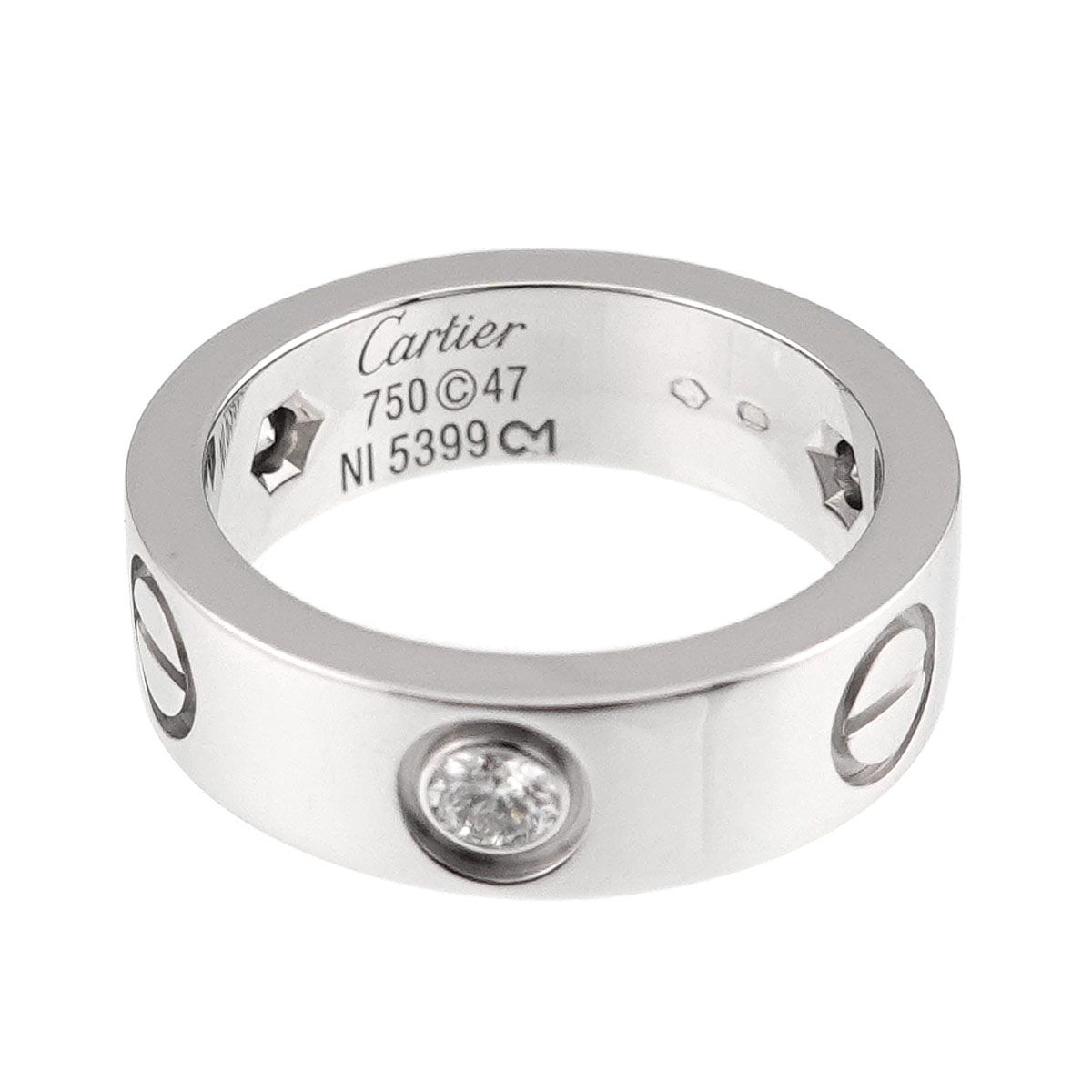 コールマン Cartier カルティ ラブリング WG #47 750 カルティエ Cartier ラブ #47 リング ハーフ ダイヤ 3P K18 WG