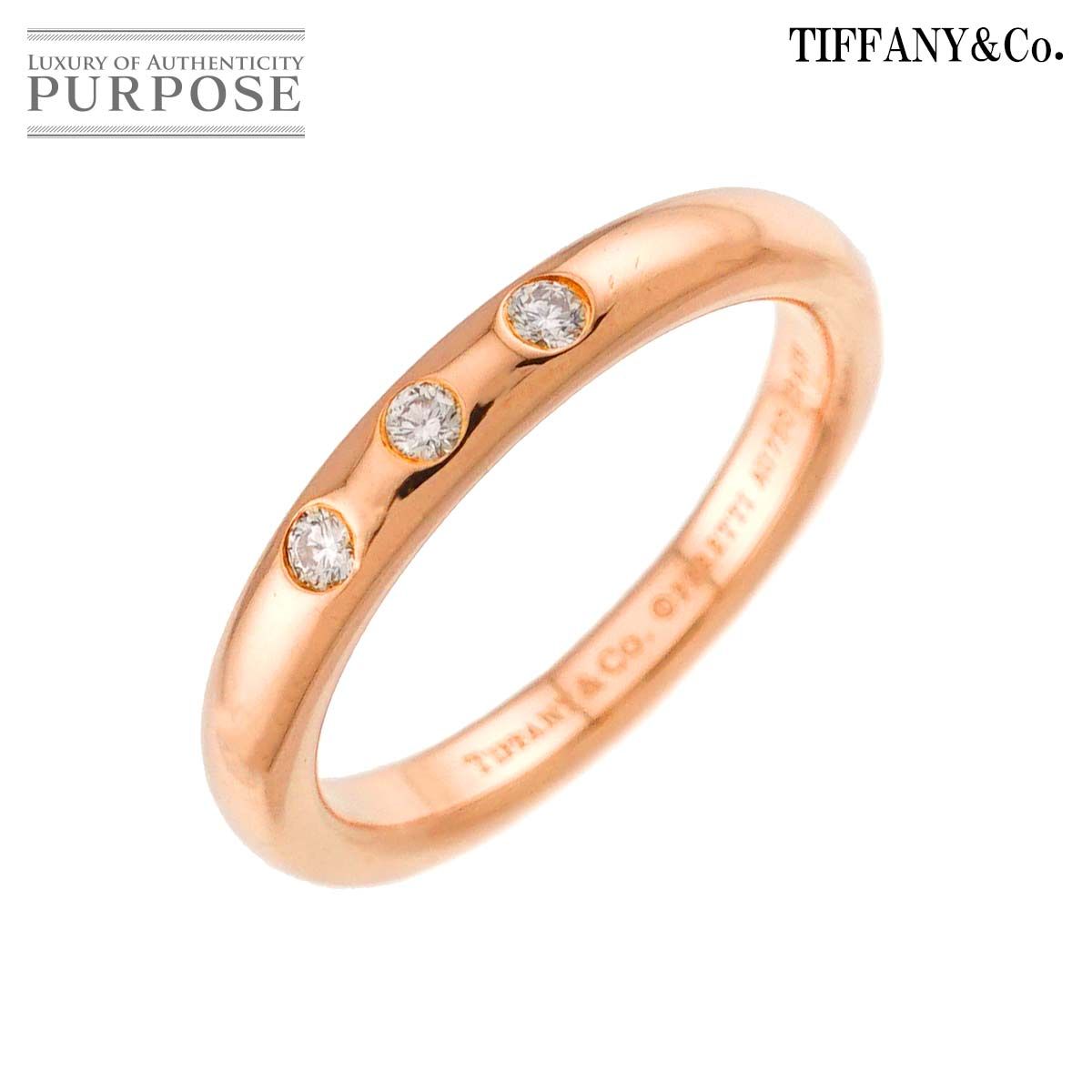 ティファニー TIFFANY&CO. スタッキング バンド 6.5号 リング ダイヤ 3P K18 PG ピンクゴールド 750 指輪 Stacking Ring 90323662