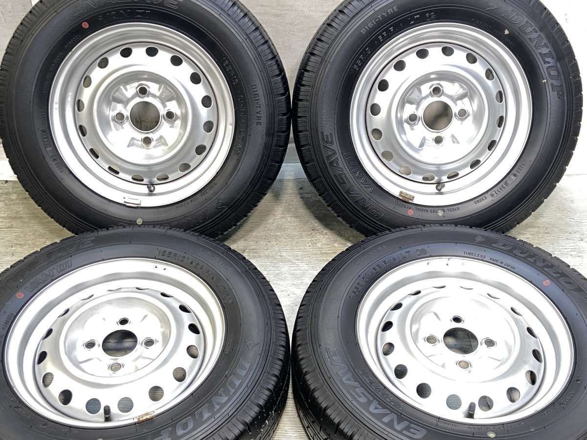 165R13 6PR ダンロップ エナセーブ VAN01 日産純正 13x5.0 100-4穴 中古タイヤ サマータイヤ ホイールセット 4本セット s13260422021