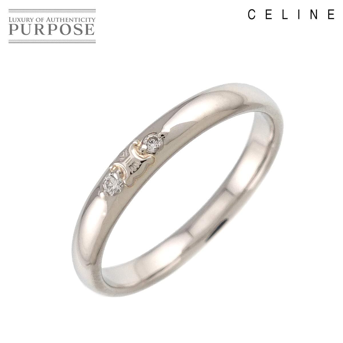 セリーヌ CELINE マカダム 12.5号 リング ダイヤ 0.02ct Pt プラチナ K18 YG イエローゴールド 750 指輪 Diamond Ring 90326333