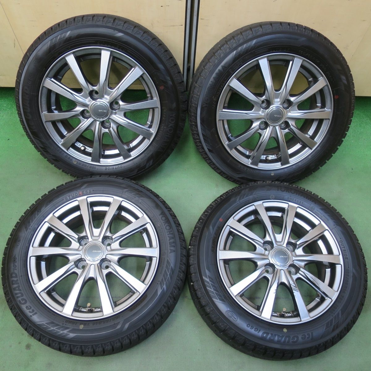 バリ溝！キレイ！9.5分以上★スタッドレス 165/65R14 ヨコハマ アイスガード iG60 GRASS グラス 14インチ PCD100/4H★6051803イス