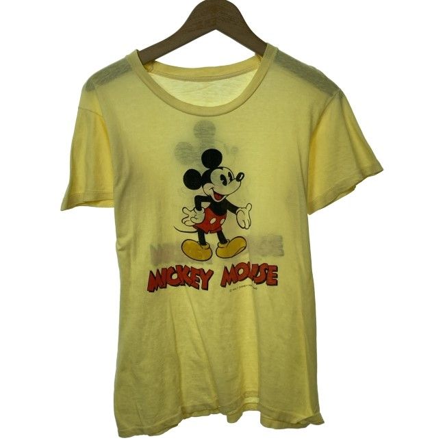 【中古】　Tシャツ　80s vintage　80年代　OLD　半袖　トップス　クルーネック　キャラクター　ディズニー　ミッキー　プリント　古着　/1590