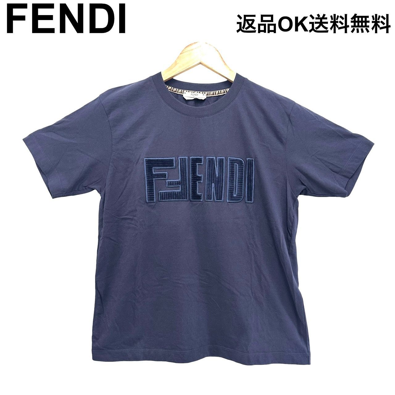 【返品OK】FENDI フェンディ ロゴ 半袖Tシャツ ネイビー FS7254AD8Z レディース【D467901198803ミ2605】