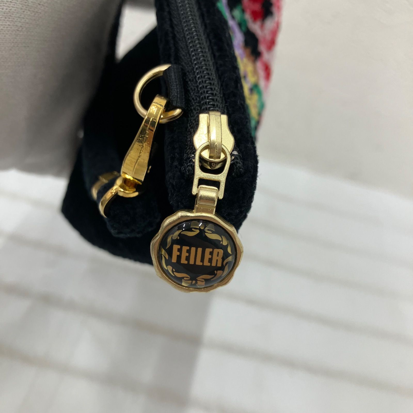 2033 FEILER フェイラー タグ付き 美品 ポーチ 持ち手付き ハンドル 
