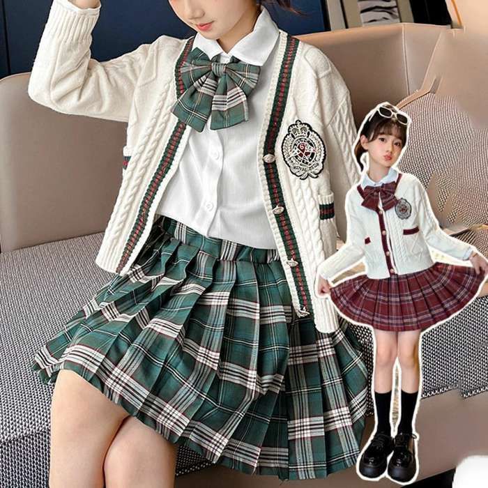 フォーマル 入学式 女の子 かわいい 長袖 スカート 120-170 カーディガン 3点セット セット 学生制服 キッズ服 セーラー おしゃれ 子供服キッズ 卒業式 卒園式 お受験 発表会 結婚式 長袖 シャツ#pkzus
