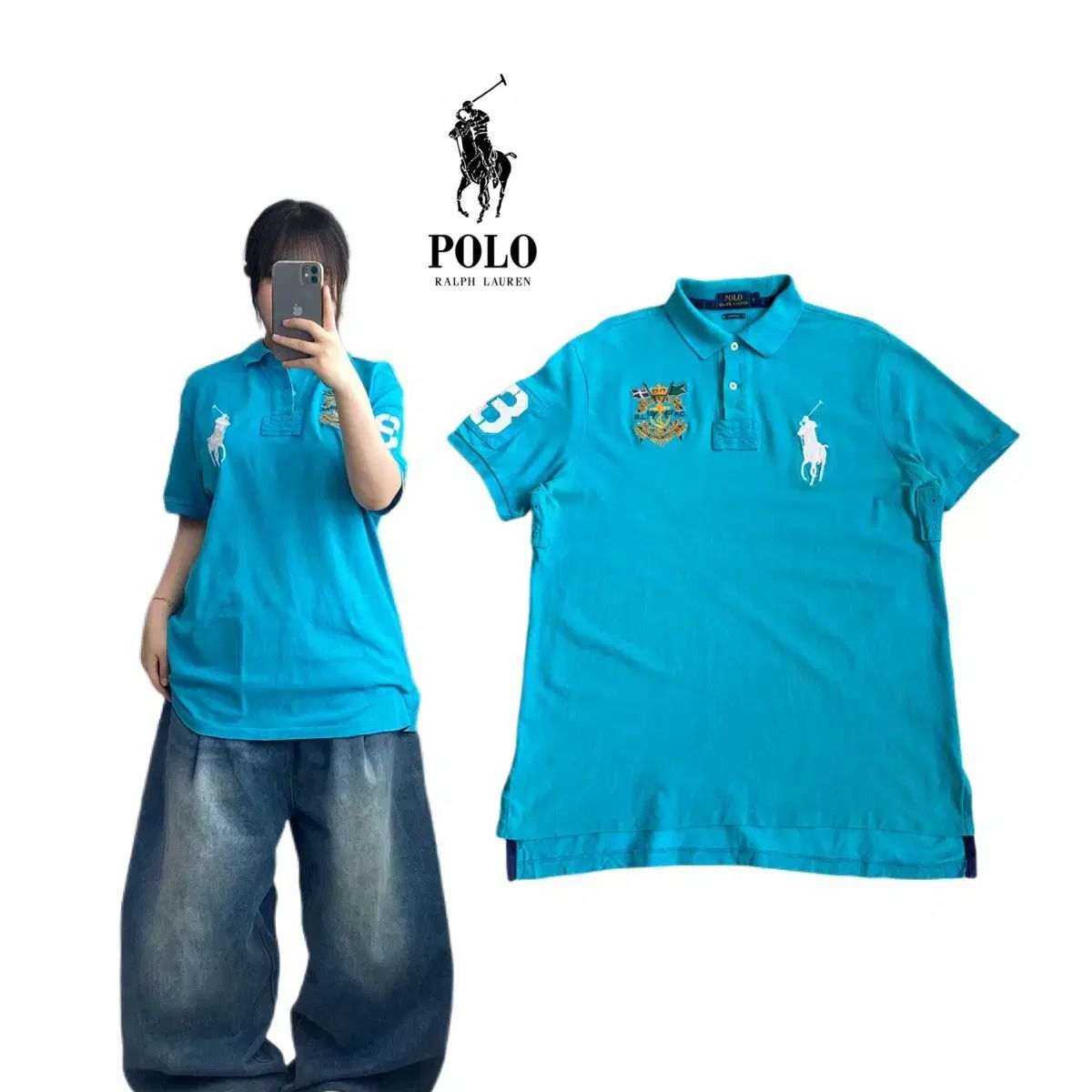 ポロ 新モデル チーフキーフ ビックポニー PK カラ 半袖 Tシャツ ミント スカイブルー