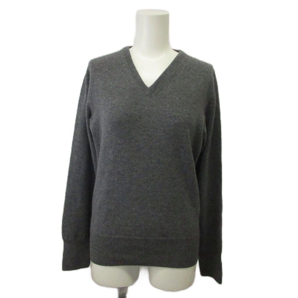 アクティブ キャシミア active cashmere Vネックセーター ニット カシミヤ XS チャコールグレー 無地 Vネック 長袖 /SH ■GY57