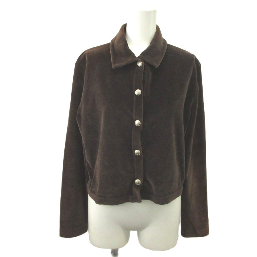グッチ GUCCI シャツ ブラウス M 茶 ブラウン 無地 レギュラーカラー 長袖 ベロア /MD ■GY62 12,675円