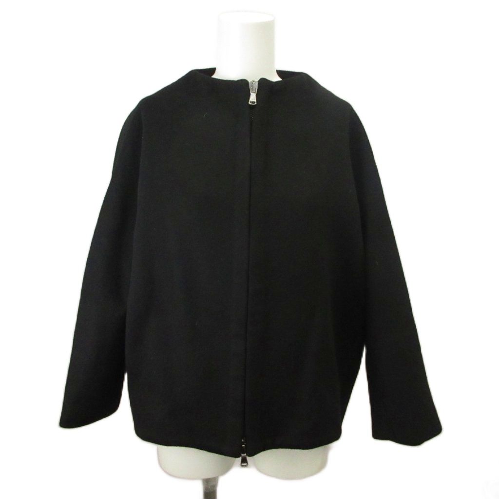 ジャンバティスタヴァリ GIAMBATTiSTA VALLi コート カシミヤ 40/XS 黒 ブラック ショート丈 ノーカラー 無地 長袖 /NP ■GY62