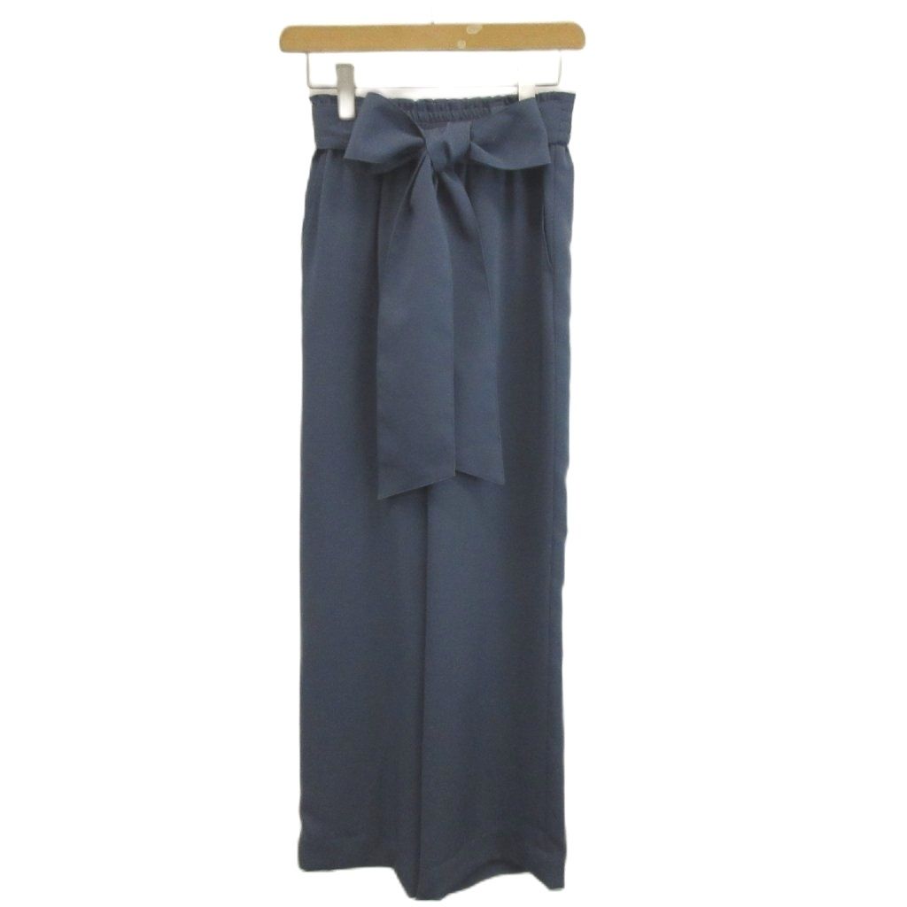ハイク パンツ 2 MEDIUM ブルーグレー リボンベルト ウエストゴム ワイドシルエット /AY ■GY62