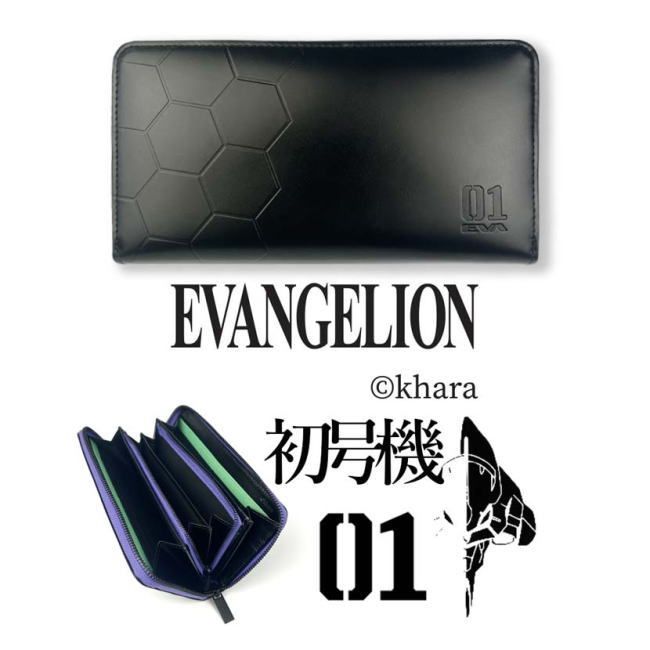 エヴァンゲリオン EVA 初号機 ラウンド 長財布 碇シンジ リアルレザー 牛革 本革 メンズ レディース