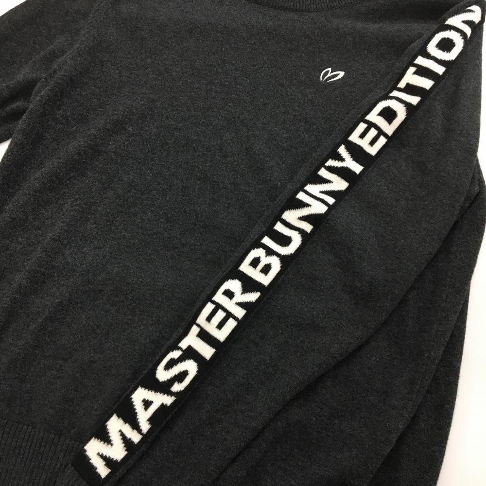 美品】マスターバニー セーター ダークグレー カシミヤ混 袖ロゴライン