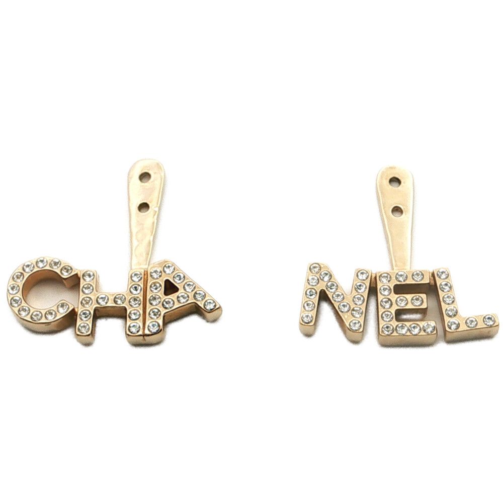 CHANEL シャネル ロゴモチーフ ラインストーンセッティング コスチューム×CHANELロゴピアスチャーム 合金メッキ-3.7g ゴールド 【♀】【S】【レディース】★■615192【中古】