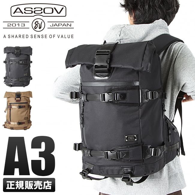 【メーカー正規品】アッソブ コーデュラドビー リュック バックパック ロールトップ A3 大容量 ハーネス チェストベルト ミリタリー メンズ ブランド AS2OV CORDURA DOBBY 305D 061401 28,116円