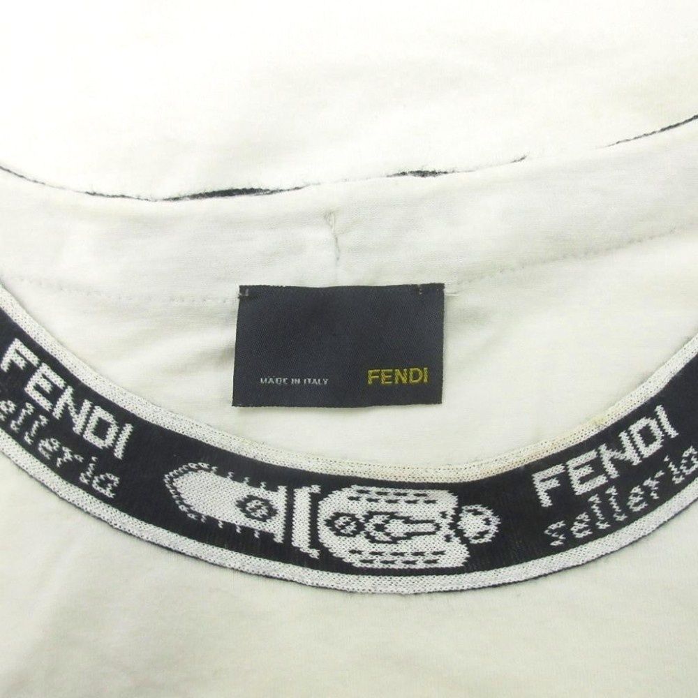 Fendi ロゴプリント 半袖Tシャツ サイズ38 フェンディ Tシャツ 38 白 黒 ブラック 半袖 ラウンドネック ロゴ