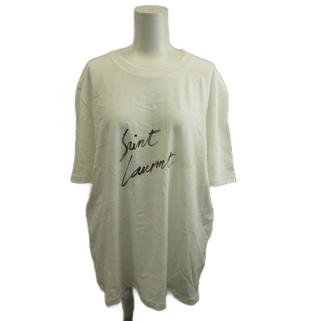 サンローラン パリ Tシャツ M 白 ホワイト ロゴ ラウンドネック 半袖 /AY ■GY62