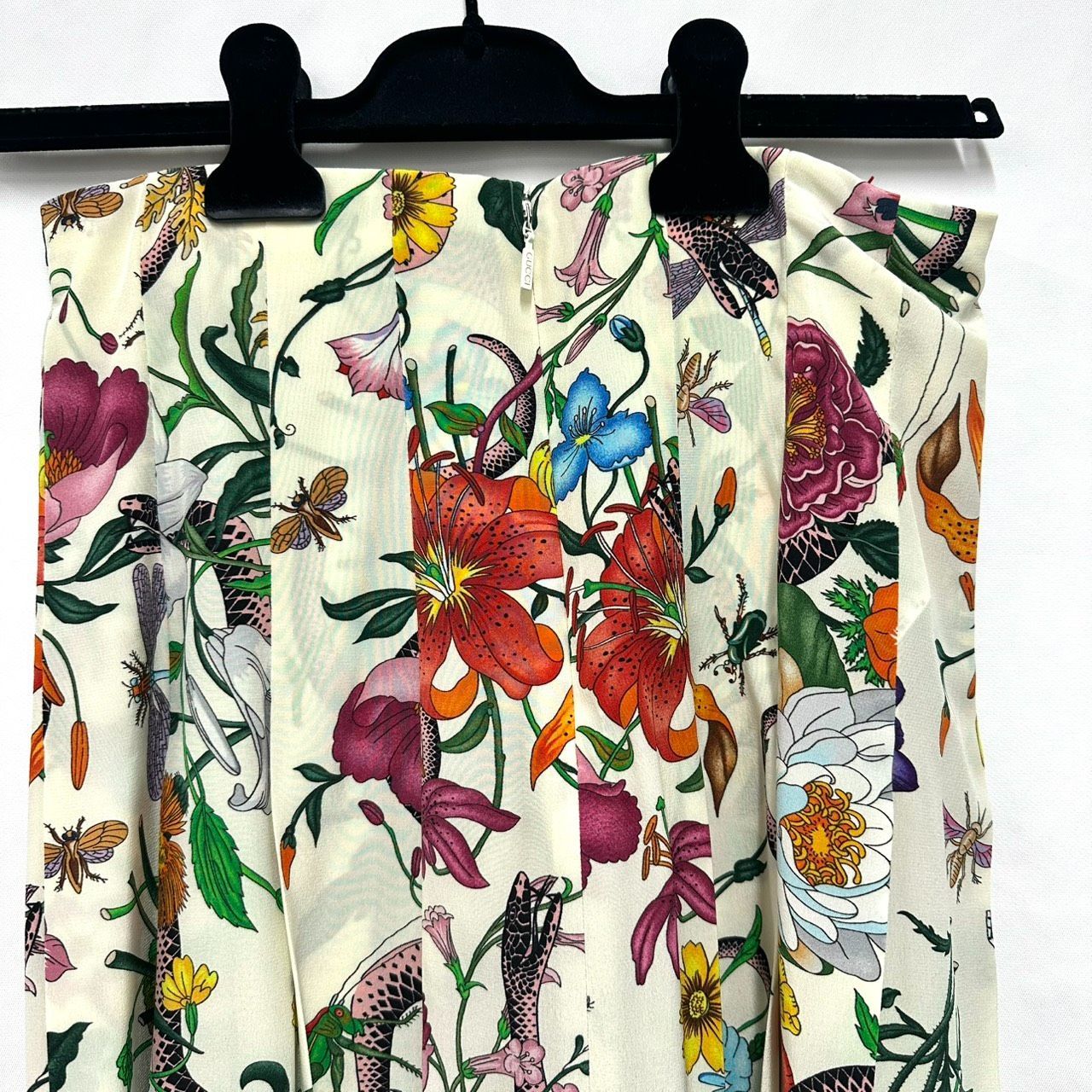 GUCCI レオパード柄 シルクスカート 42 返品OK】良品 GUCCI グッチ フローラ スネーク シルクスカート 42