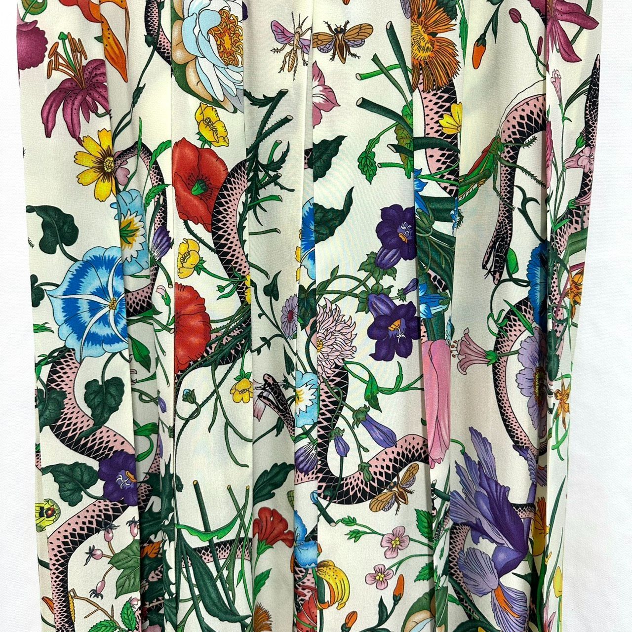 返品OK】良品 GUCCI グッチ フローラ スネーク シルクスカート 42