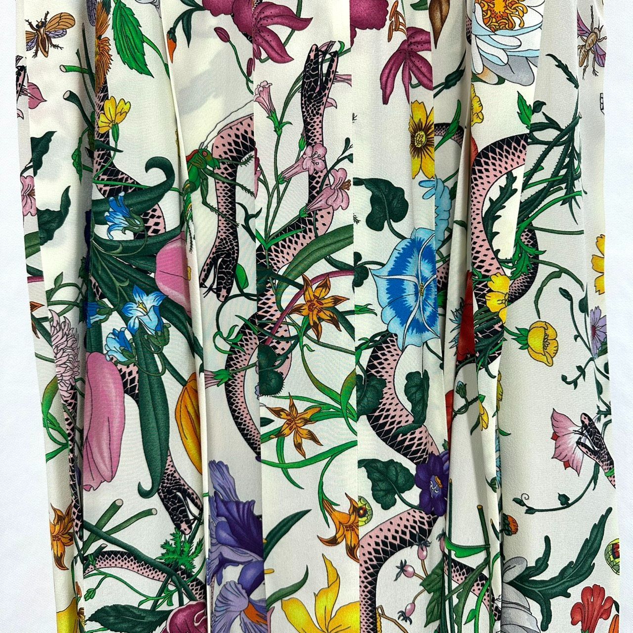 返品OK】良品 GUCCI グッチ フローラ スネーク シルクスカート 42