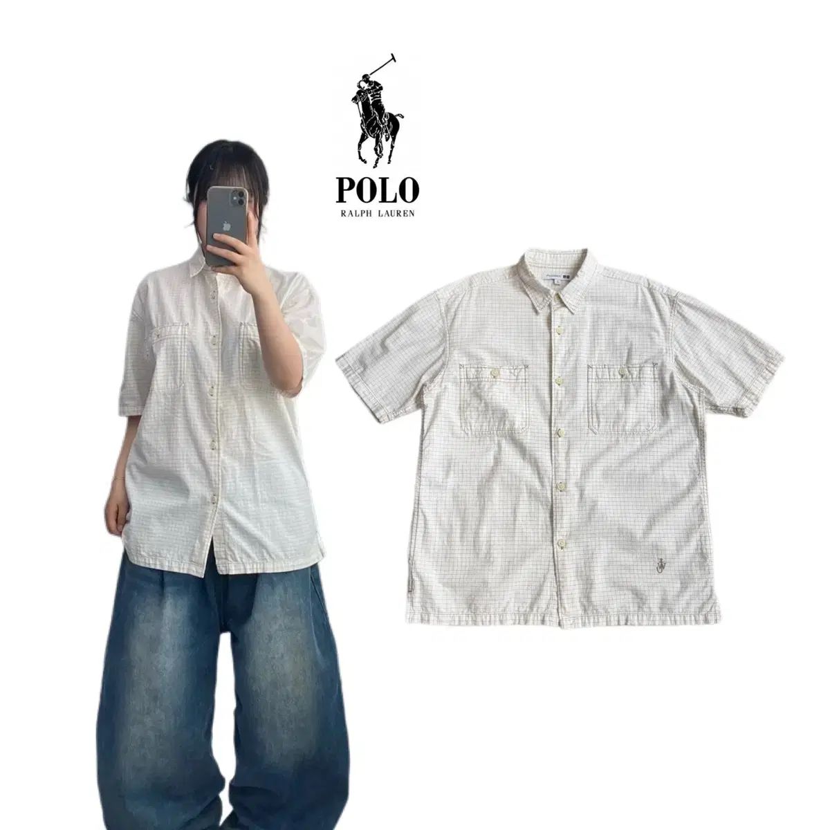 JWアンダーソン X UNIQLO ユニクロ チェック ツーポケット 半袖 シャツ