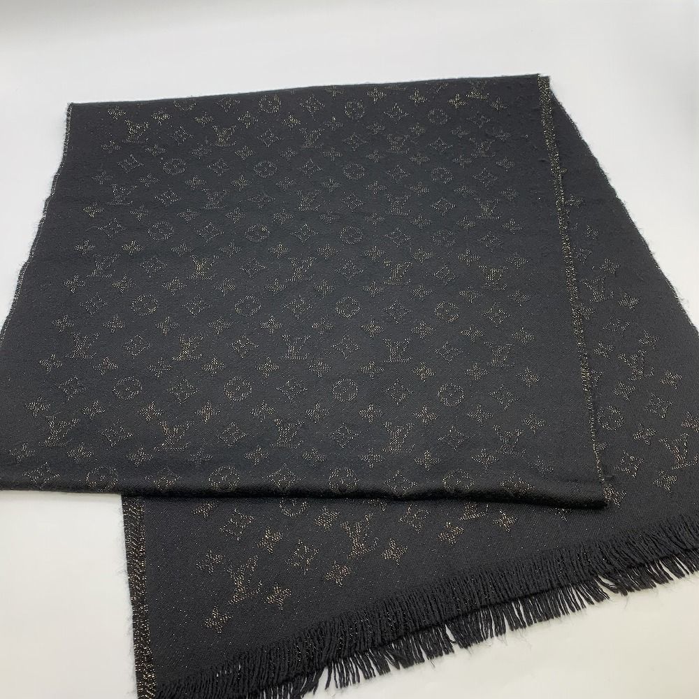 LOUIS VUITTON ルイ・ヴィトン エトール LVタイムレス M70680 マフラー カシミヤ ブラック/ゴールド レディース メンズ