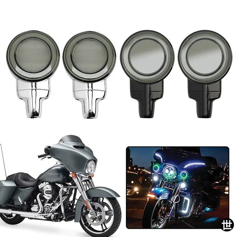 ハーレーツーリングロードグライド2001年以降ヘリテイルソフテイルクラシック1999年以降用オートバイウィンカーインジケーターライトフラットレンズランプ