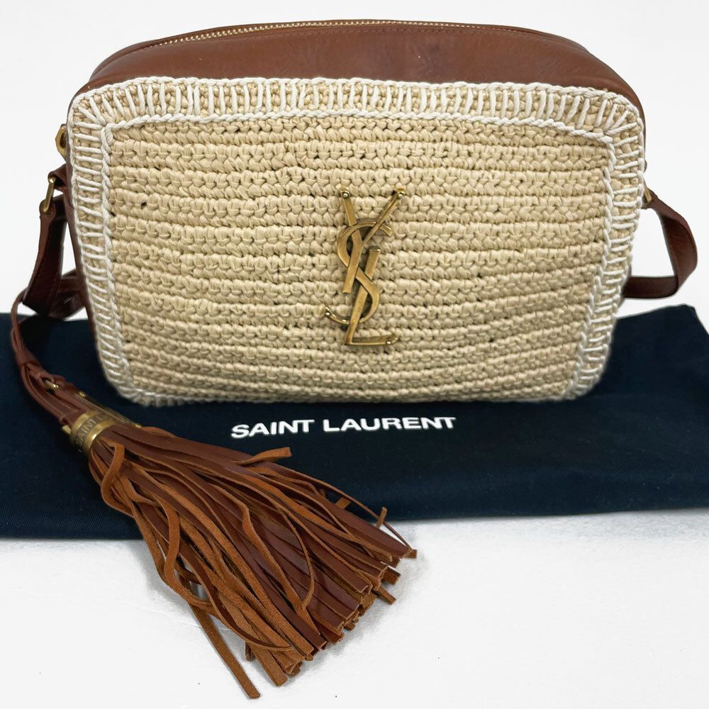 【中古】SAINT LAURENT PARIS/サンローランパリ ルー カメラバッグ ショルダーバッグ 468537 タッセル ラフィア レザー