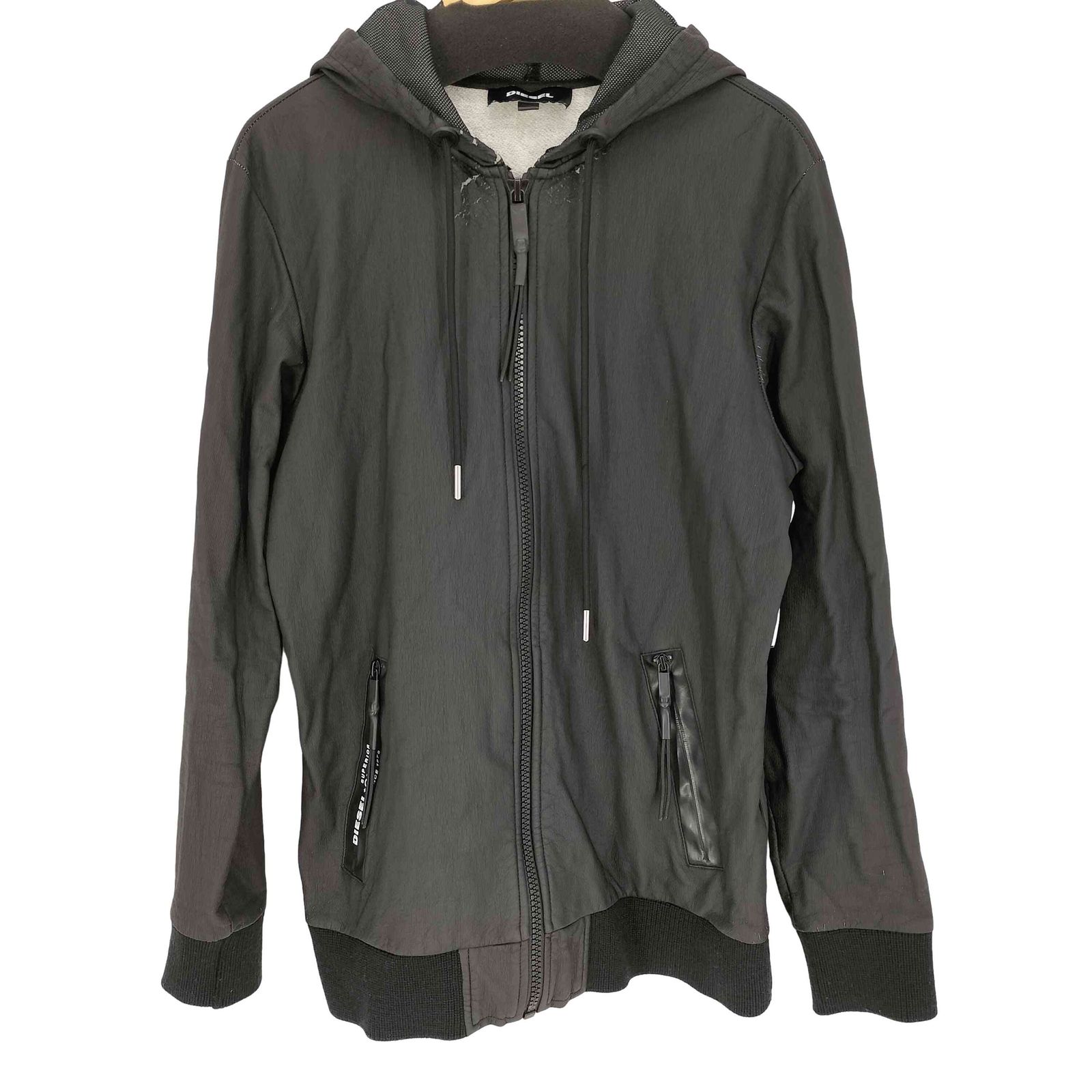 ディーゼル DIESEL レザー ジップアップ パーカー メンズ import：L