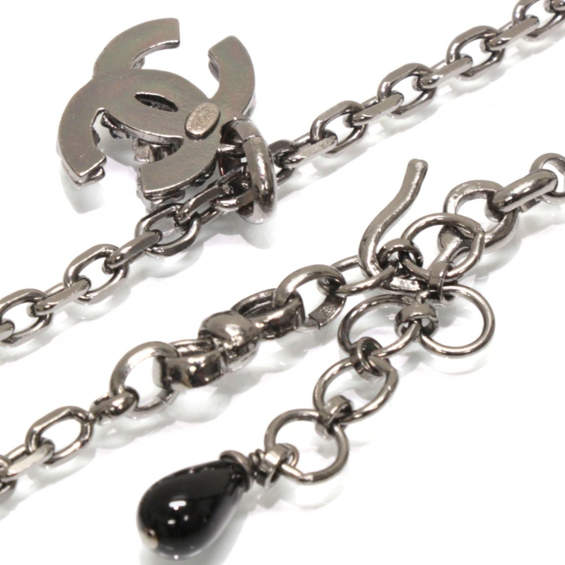 シャネル CHANEL ココマーク ネックレス シルバーブラック 02A 【74844