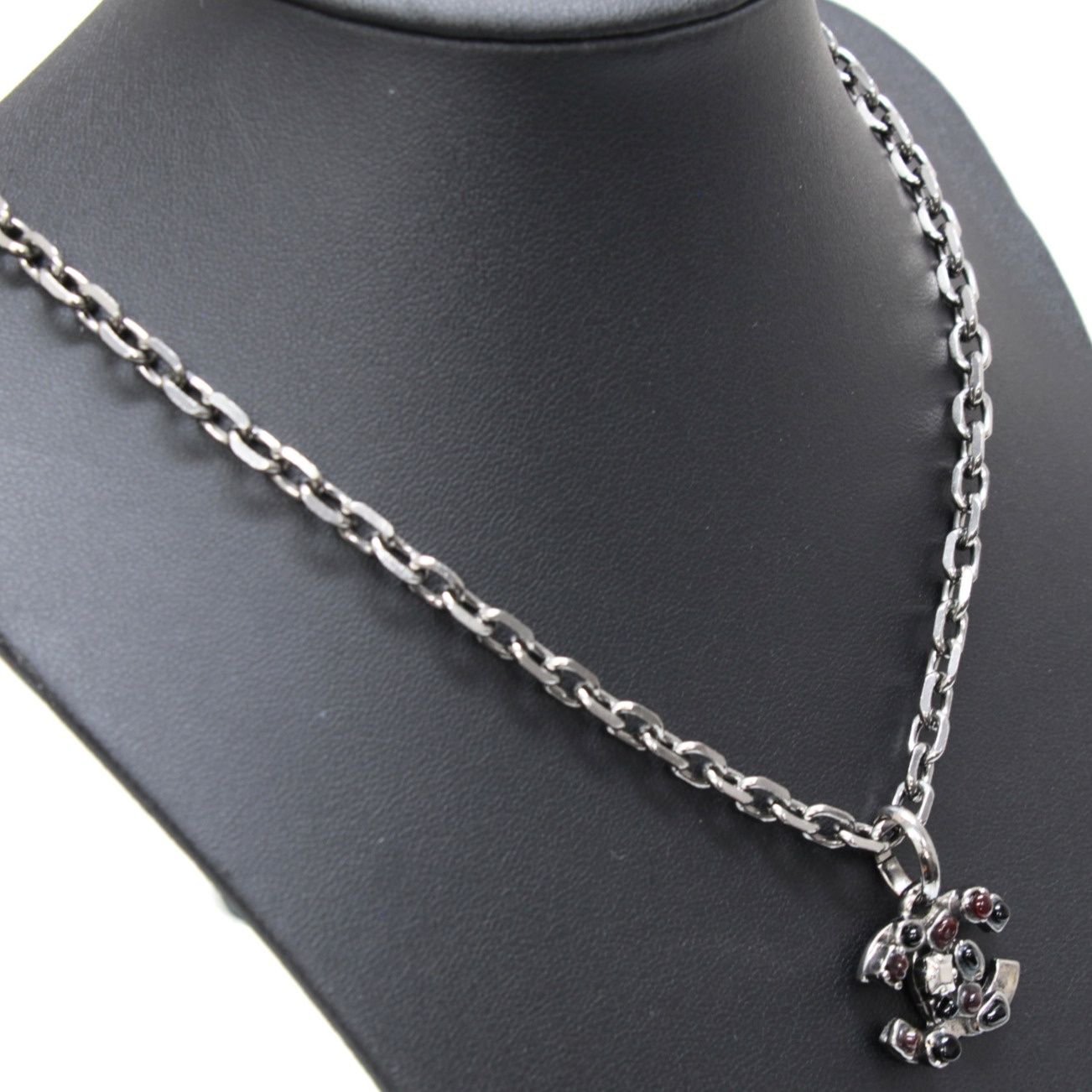 シャネル CHANEL ココマーク ネックレス シルバーブラック 02A 【74844