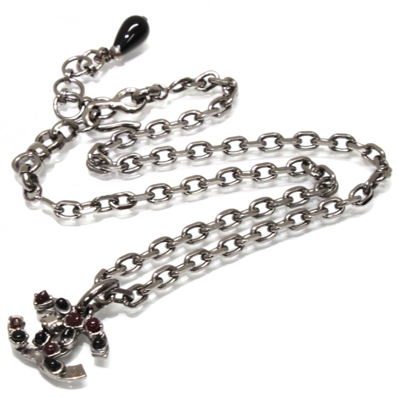 シャネル CHANEL ココマーク ネックレス シルバーブラック 02A 【74844