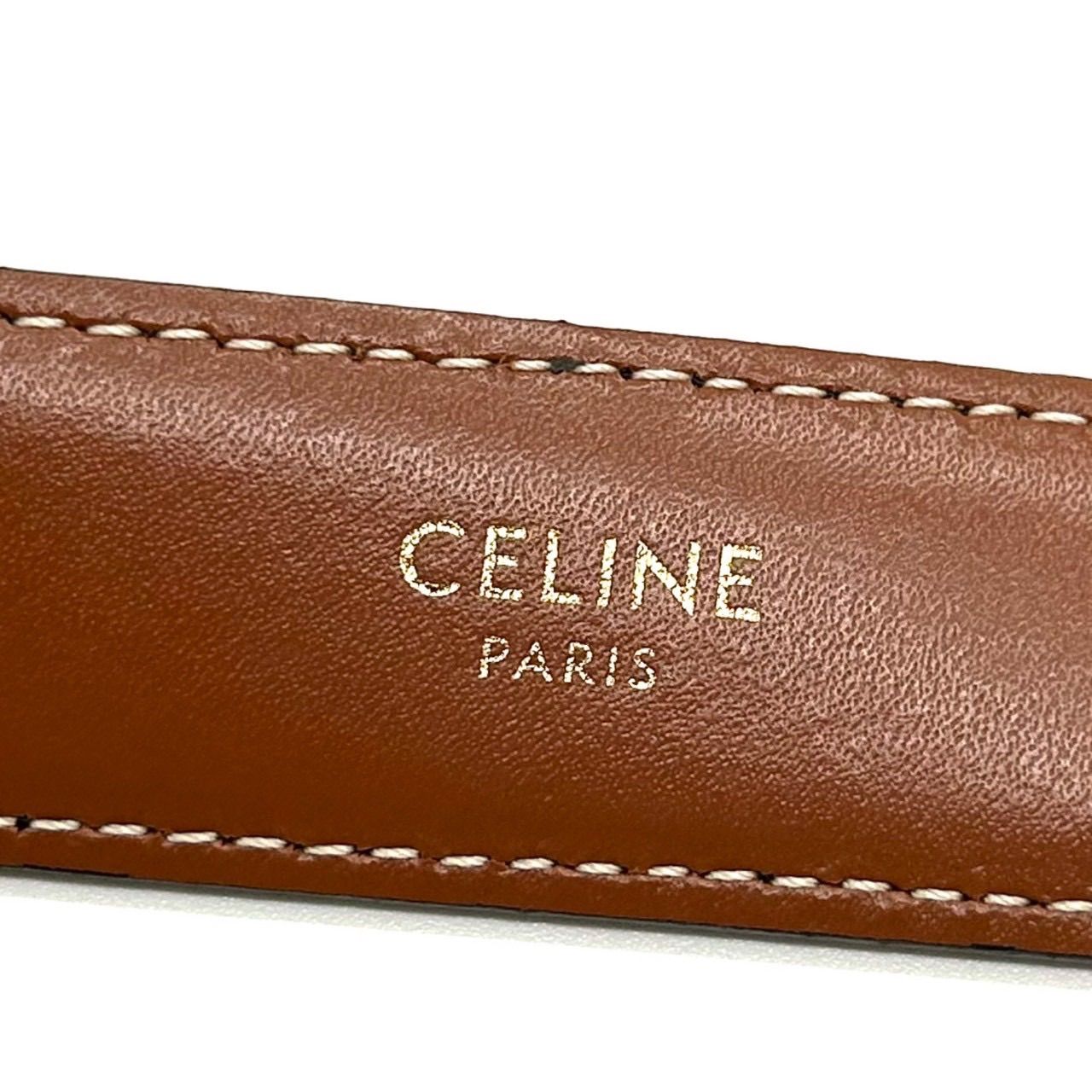 CELINE セリーヌ トリオンフ 80 ゴールド金具 ロゴプリント ブラウン 