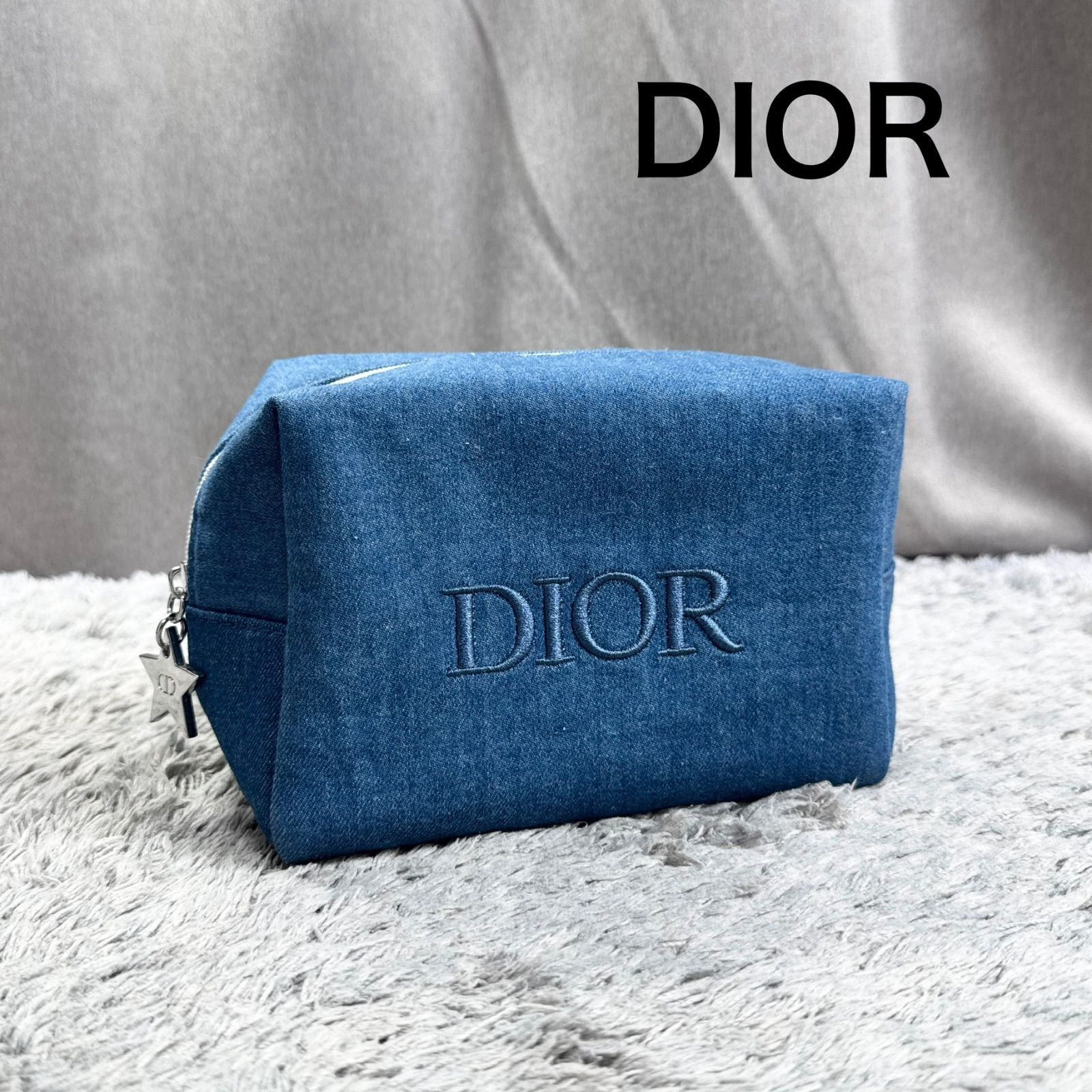 DIOR ディオール デニム ポーチ メイクポーチ 小物入れ 刺繍ロゴ 