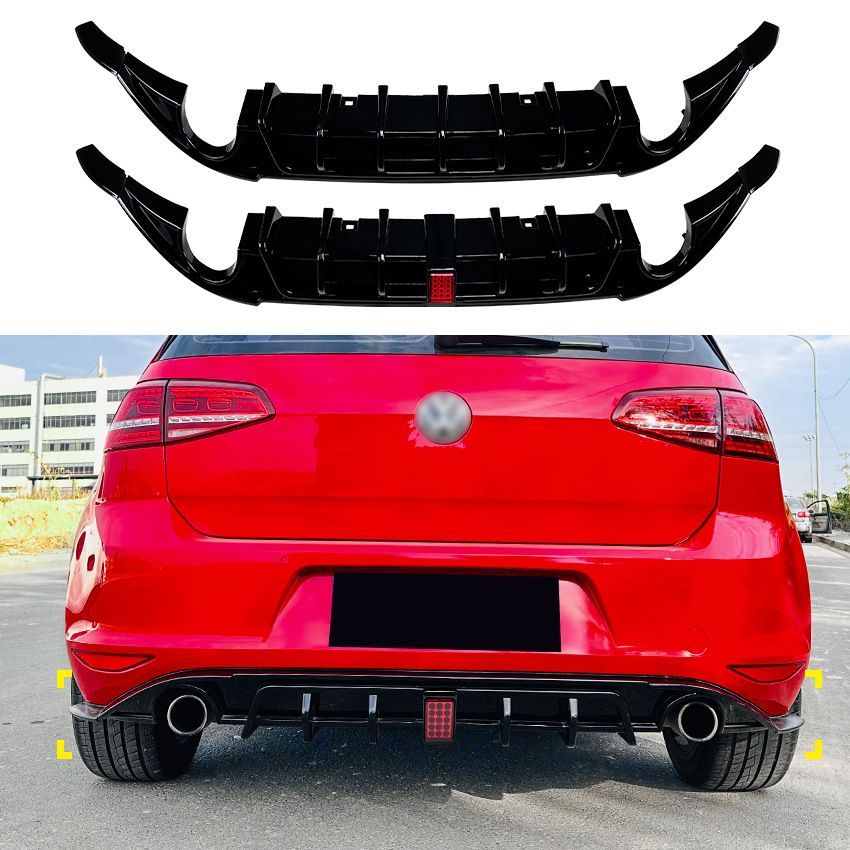 【送料無料】VW ゴルフ7 標準バンパー / GTI リアディフューザー リヤバンパーロアスポイラー 刀鋒スタイル カーボン調 ブラック ABS製 ドレスアップ カスタム 新生活