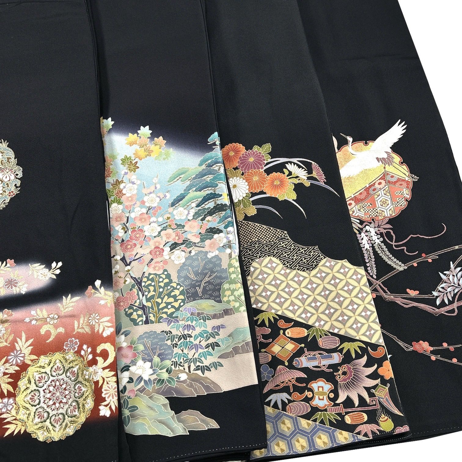 黒留袖 4枚 正絹着物まとめ売り【E404】同梱購入歓迎 リメイク用