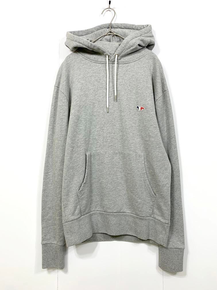 美品 MAISON KITSUNE メゾンキツネ TRICOLOR FOX PATCH CLASSIC HOODIE プルオーバー パーカー sizeM/グレー ■◇◎レディース