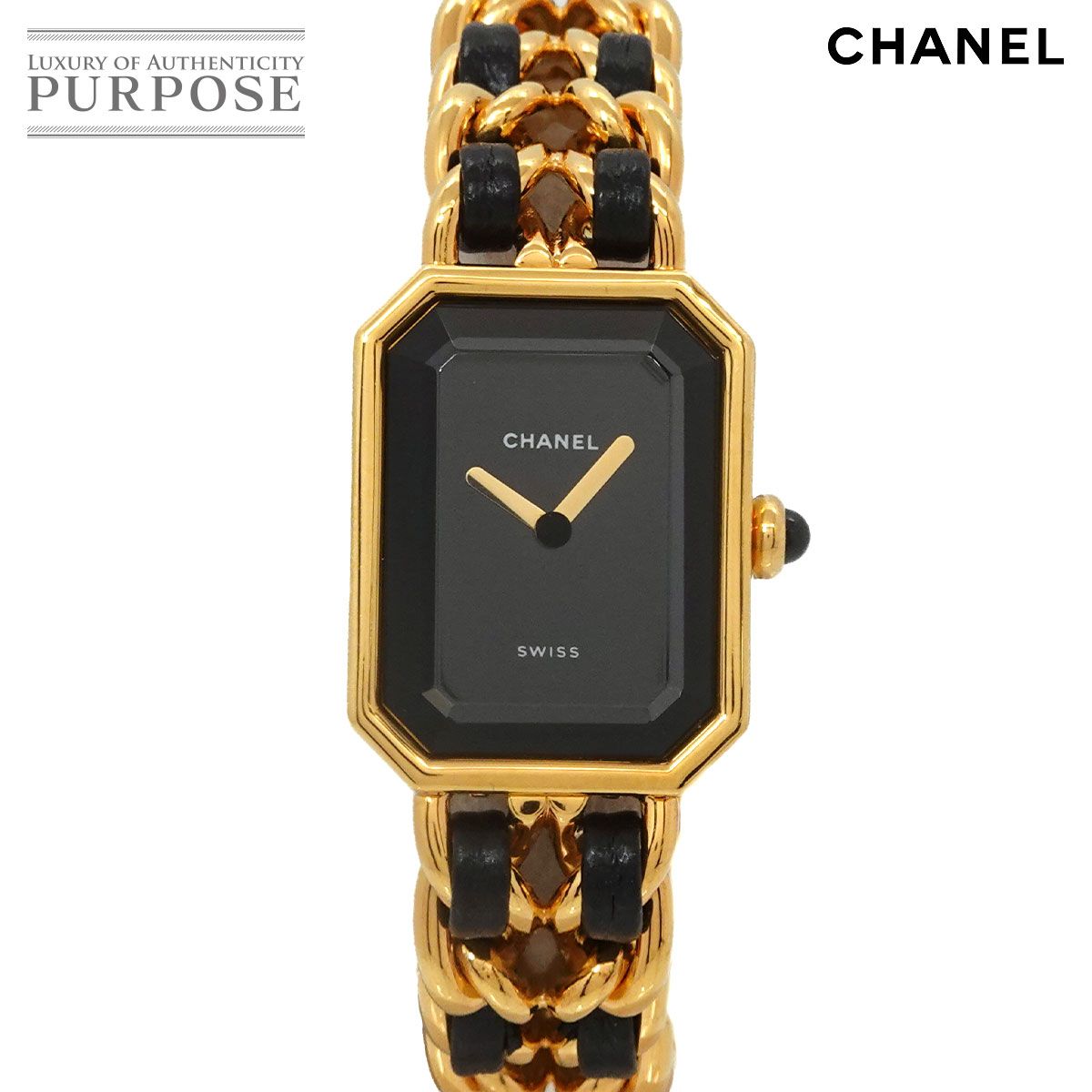 シャネル CHANEL プルミエール Sサイズ H0001 ヴィンテージ レディース 腕時計 ブラック ゴールド クォーツ Premiere 90318176