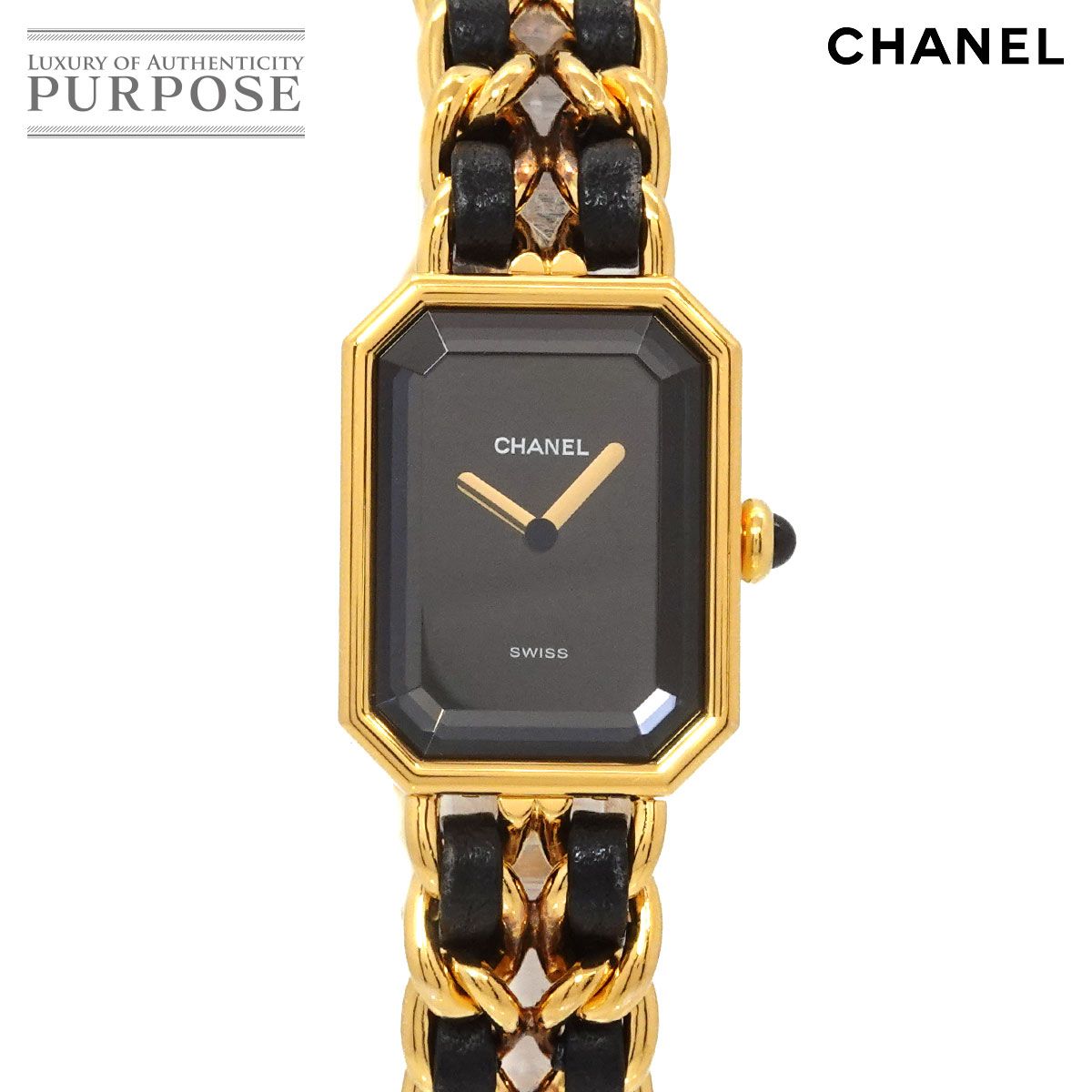 シャネル CHANEL プルミエール Lサイズ H0001 ヴィンテージ レディース 腕時計 ブラック ゴールド ウォッチ Premiere 90326383